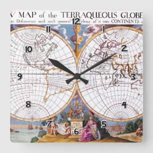 A New Map Of The Terraqueous Globe Wall Clock