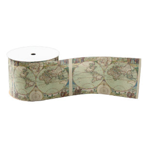 A new mapp of the world - Atlas Grosgrain Ribbon