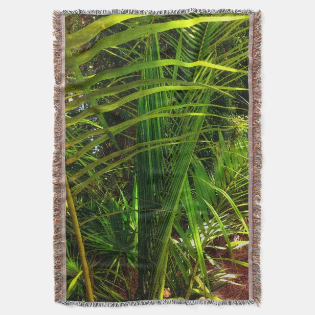 A New Palm Frond Throw Blanket (Front Vertical)