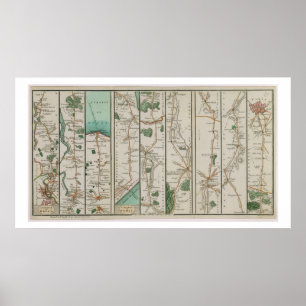 A New Plan of the Road from London to Dover and fr Poster