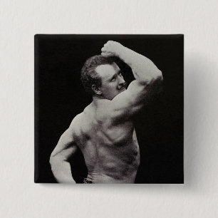 A New Pose by StrongMen Eugen Sandow Bodybuilding 15 Cm Square Badge