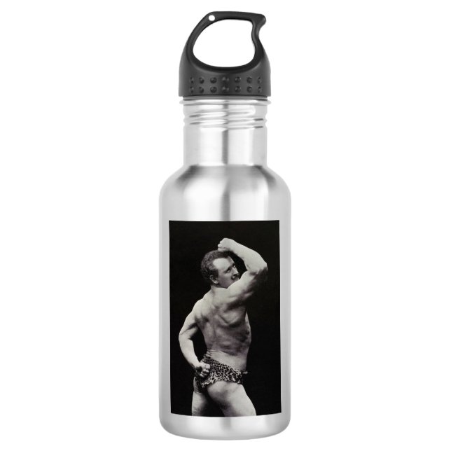 A New Pose by StrongMen Eugen Sandow Bodybuilding 532 Ml Water Bottle (Front)