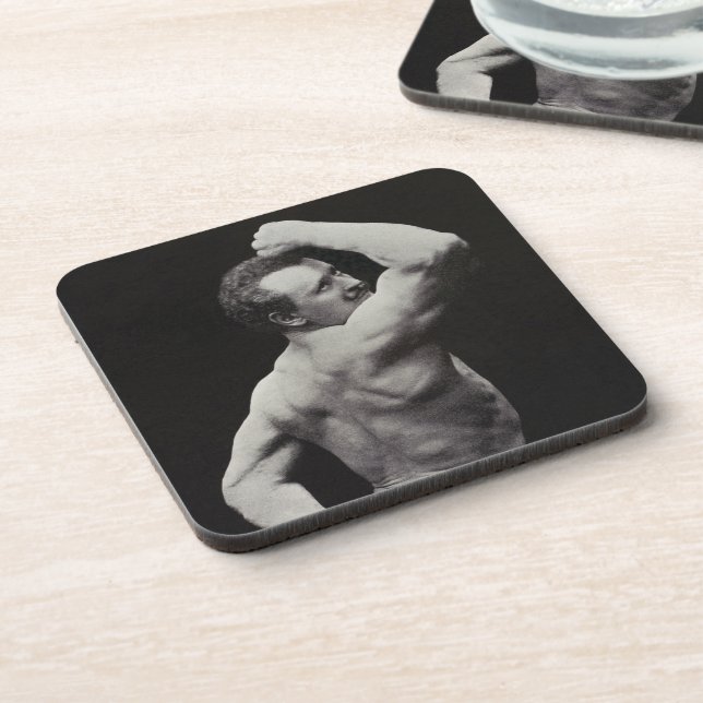 A New Pose by StrongMen Eugen Sandow Bodybuilding Coaster (Left Side)