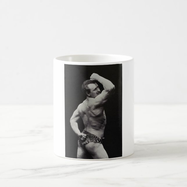 A New Pose by StrongMen Eugen Sandow Bodybuilding Coffee Mug (Center)