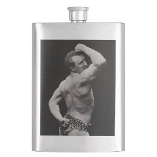 A New Pose by StrongMen Eugen Sandow Bodybuilding Hip Flask