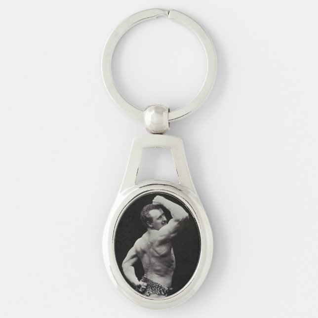 A New Pose by StrongMen Eugen Sandow Bodybuilding Key Ring (Front)