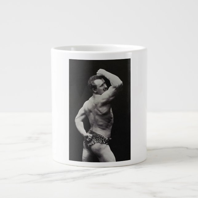A New Pose by StrongMen Eugen Sandow Bodybuilding Large Coffee Mug (Front)