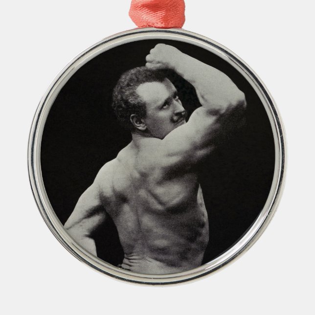 A New Pose by StrongMen Eugen Sandow Bodybuilding Metal Tree Decoration (Front)