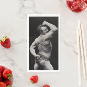 A New Pose by StrongMen Eugen Sandow Bodybuilding Napkin