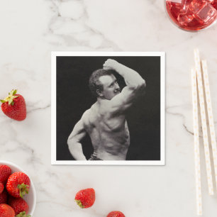 A New Pose by StrongMen Eugen Sandow Bodybuilding Napkin