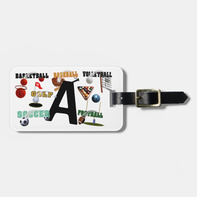 A - New Sports Design Monogram Luggage Tag (Front Horizontal)
