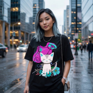 A new Trendy Colourful Cat lover Design T-Shirt