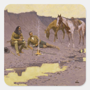 A New Year On the Cimarron by Frederic Remington Square Sticker