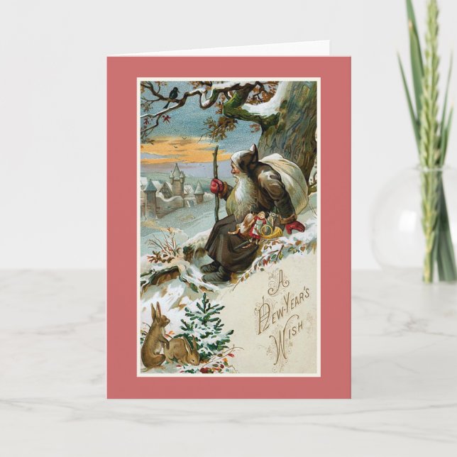 "A New Year's Wish" Vintage Holiday Card (Front)
