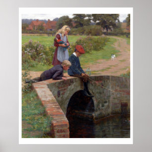 A Nibble, 1914 (oil on panel) Poster