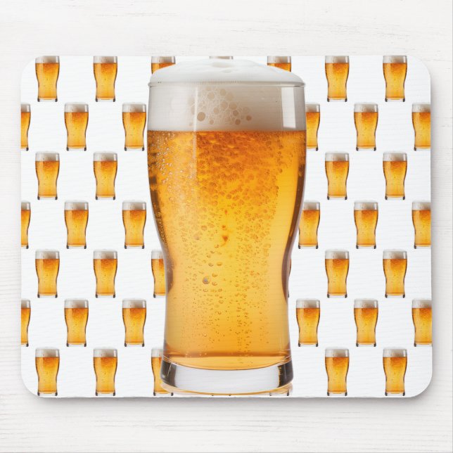 A Nice Cold One in a Chilled Glass on a Computer Mouse Mat (Front)