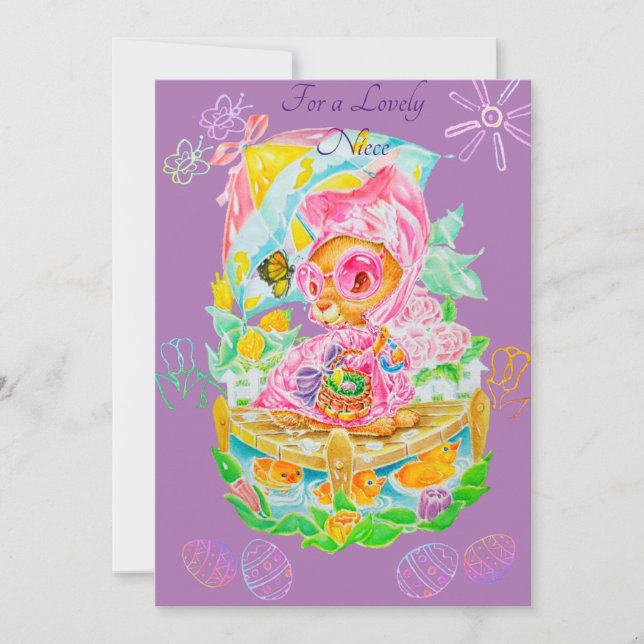 A Niece Personalised Easter Card. Thank You Card (Front)