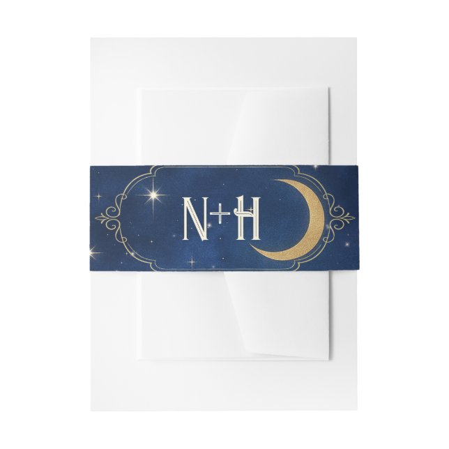 A Night Among The Stars Celestial Skies Wedding  Invitation Belly Band (Front Example)
