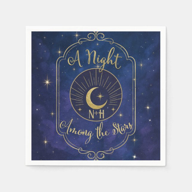 A Night Among The Stars Celestial Skies Wedding  Napkin (Front)