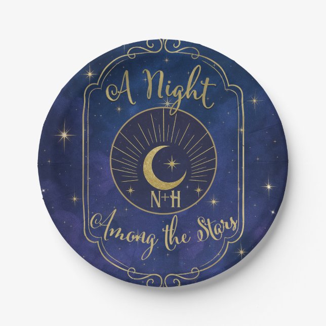 A Night Among The Stars Celestial Skies Wedding  Paper Plate (Front)