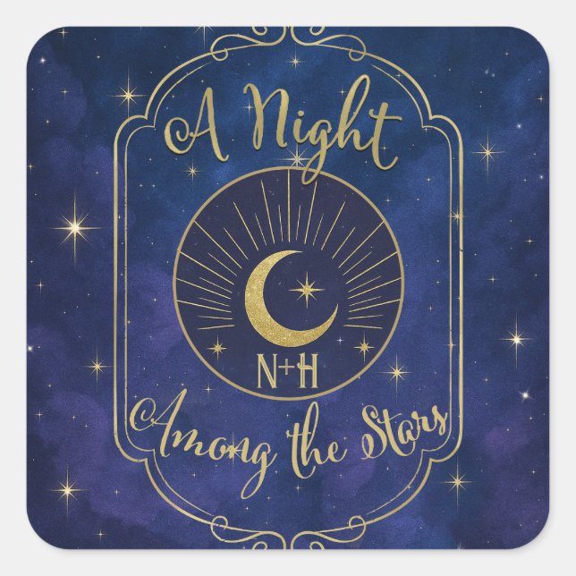 A Night Among The Stars Celestial Skies Wedding  Square Sticker (Front)