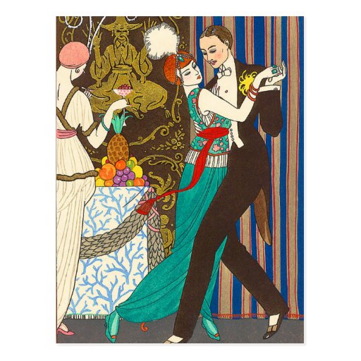 Image of A Night in Decadent Paris Art Deco Postcard