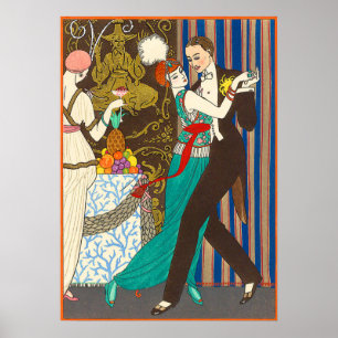 A Night in Decadent Paris Art Deco Poster