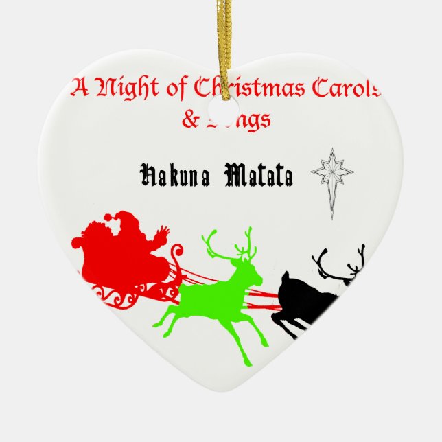 A Night of Christmas Carols and Songs Hakunamatata Ceramic Tree Decoration (Front)