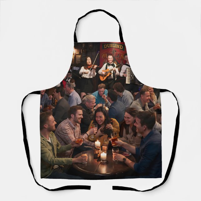 A Night of Craic: Friends Gather at a Dublin Pub Apron (Front)