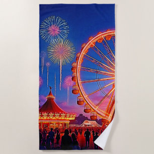A Night of Festive Lights Design Beach Towel