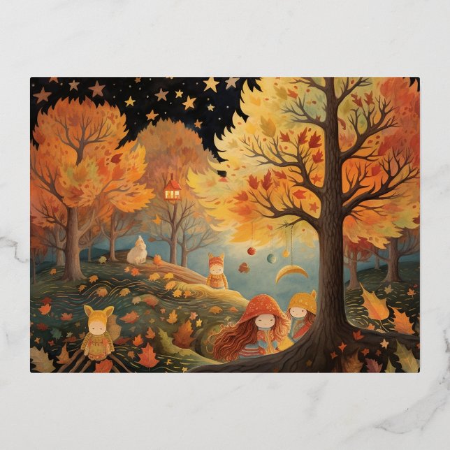 A Night of Friendship and Enchantment Foil Holiday Postcard (Front)