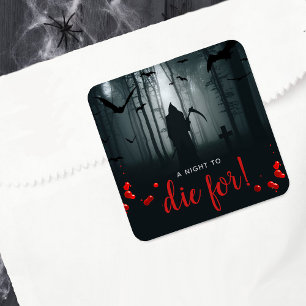 A Night To Die For! Halloween Party Square Sticker