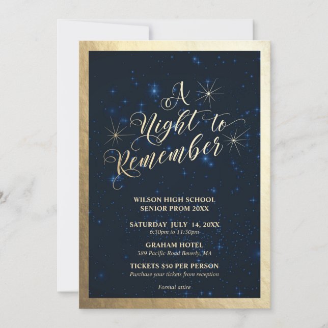 A Night to Remember Prom Invitation (Front)