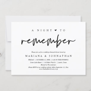 A Night To Remember, Wedding Rehearsal Dinner  Invitation