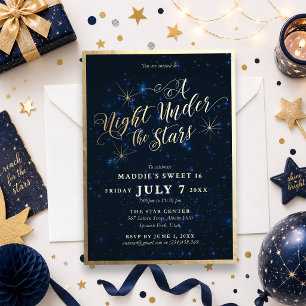 A Night Under the Stars Sweet Sixteen Invitation