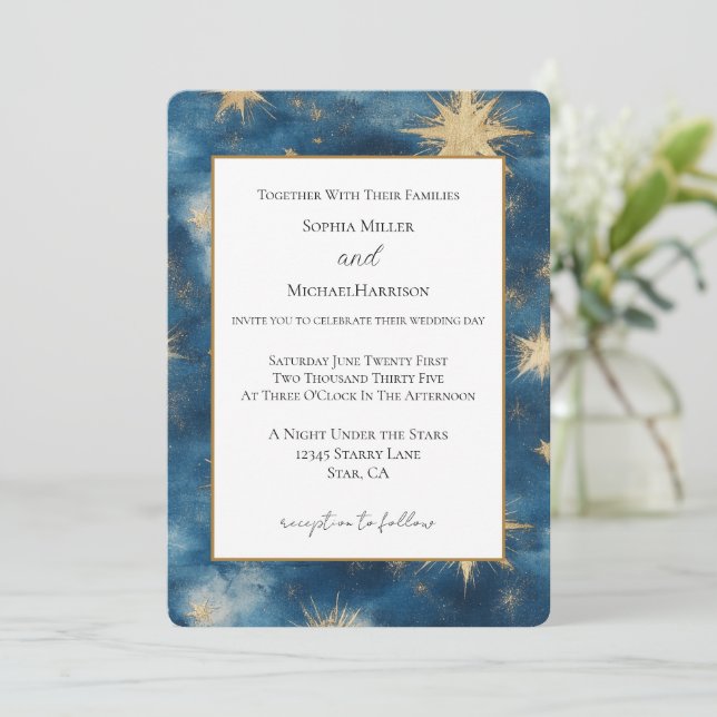 A Night Under the Stars Wedding Invitation (Standing Front)
