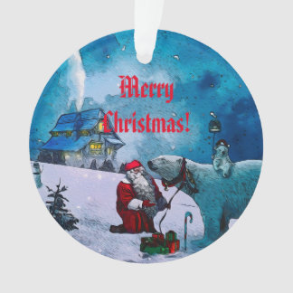 A Night with Santa - Christmas Ceramic Ornament
