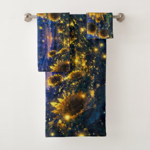 A Night with The Sunflowers and Fireflies Bath Towel Set
