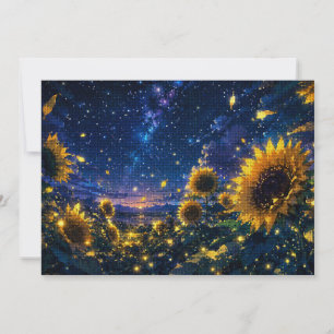 A Night with The Sunflowers and Fireflies Thank You Card