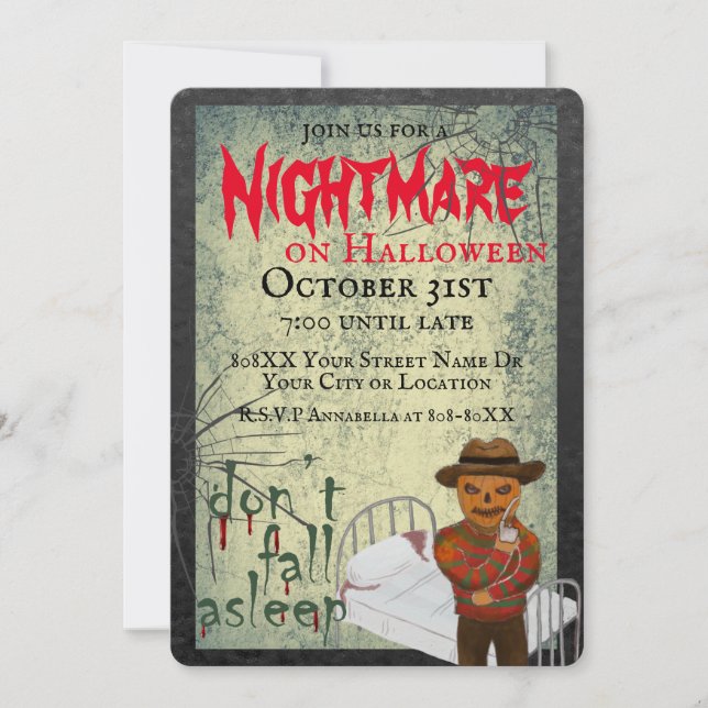 A Nightmare on Halloween Horror Party Invitation (Front)