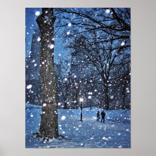 A Nighttime Walk Through Winter Snow Poster (Front)