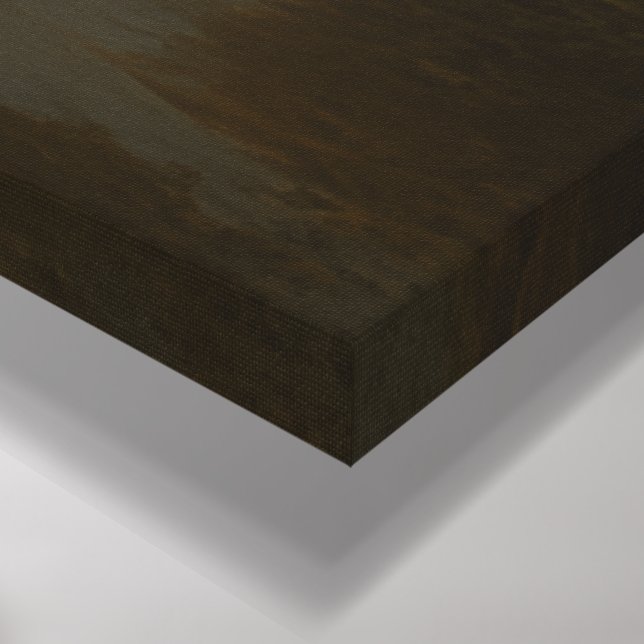 A noble adult Stegosaurus gently guiding its young Canvas Print (Corner(Bottom))