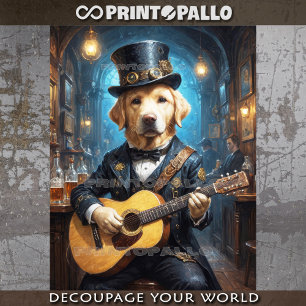 A noble Labrador dog playing guitar - Tissue Paper