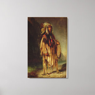A North American Indian in an Extensive Landscape, Canvas Print