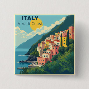 A Nostalgic Classic Travel Poster – Amalfi Coast 15 Cm Square Badge