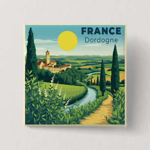 A Nostalgic Classic Travel Poster France Dordogne 15 Cm Square Badge