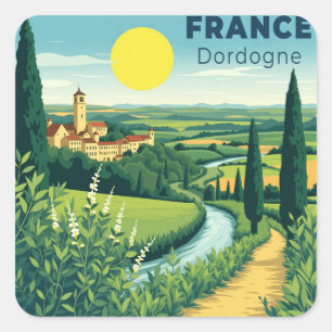A Nostalgic Classic Travel Poster France Dordogne Square Sticker
