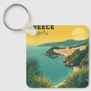 A Nostalgic Classic Travel Poster – Greece Corfu Key Ring