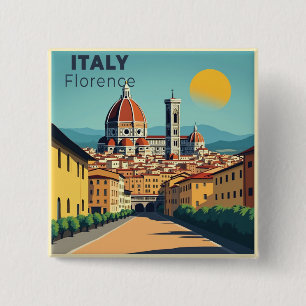 A Nostalgic Classic Travel Poster – Italy Florence 15 Cm Square Badge