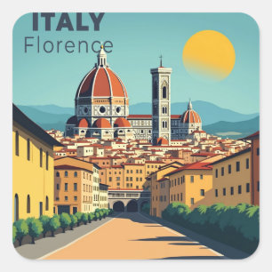 A Nostalgic Classic Travel Poster – Italy Florence Square Sticker